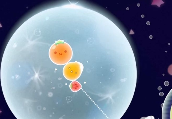 ぶどう2個があった場所に、黄色いフルーツ1個ができている